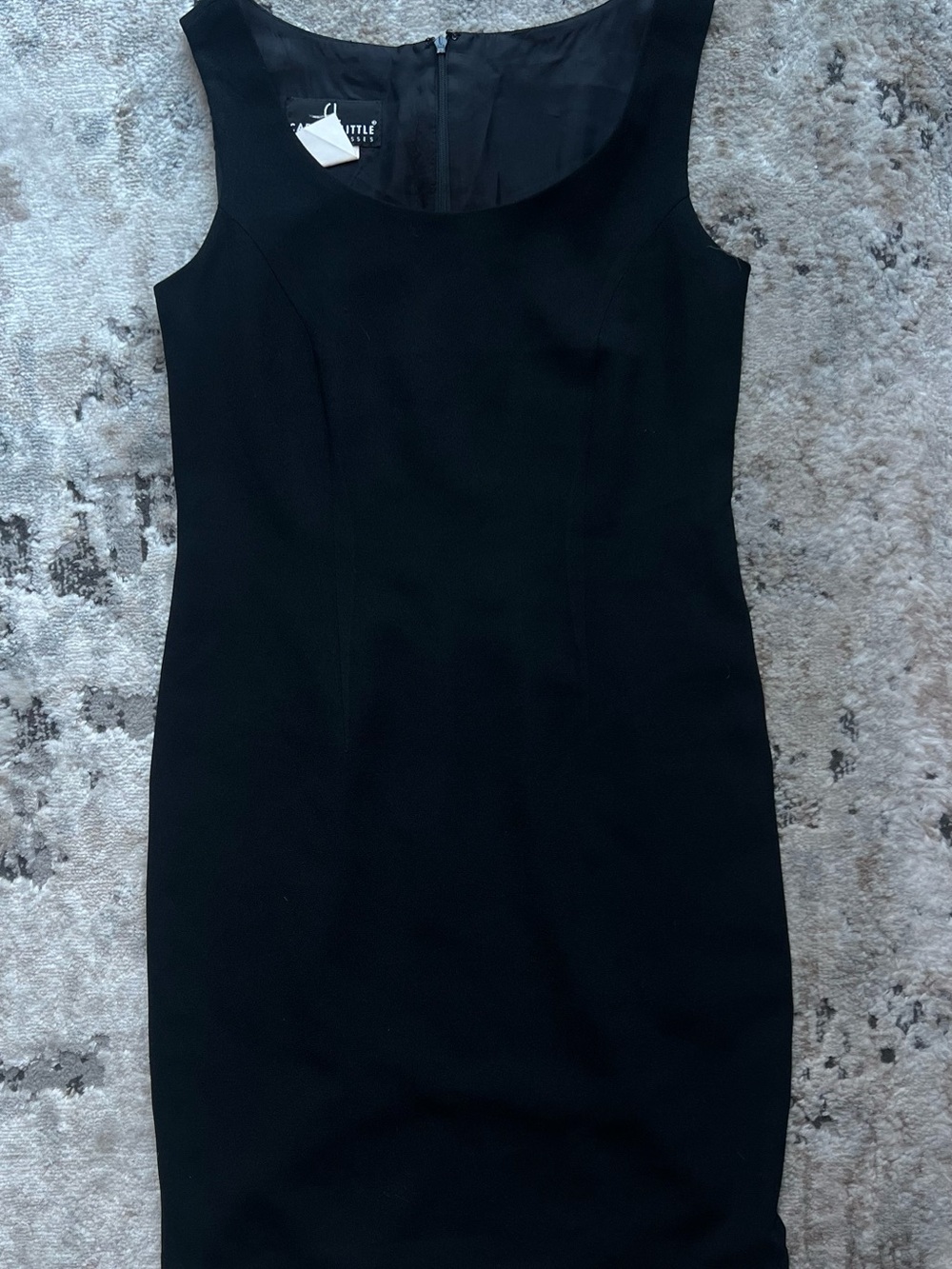 Carole Little Black Sleeveless Midi Sheath Dress